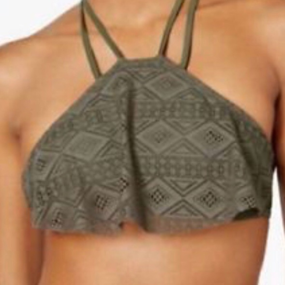 Hula Honey High Neck Green Crochet Bikini Top - Picture 2 of 3